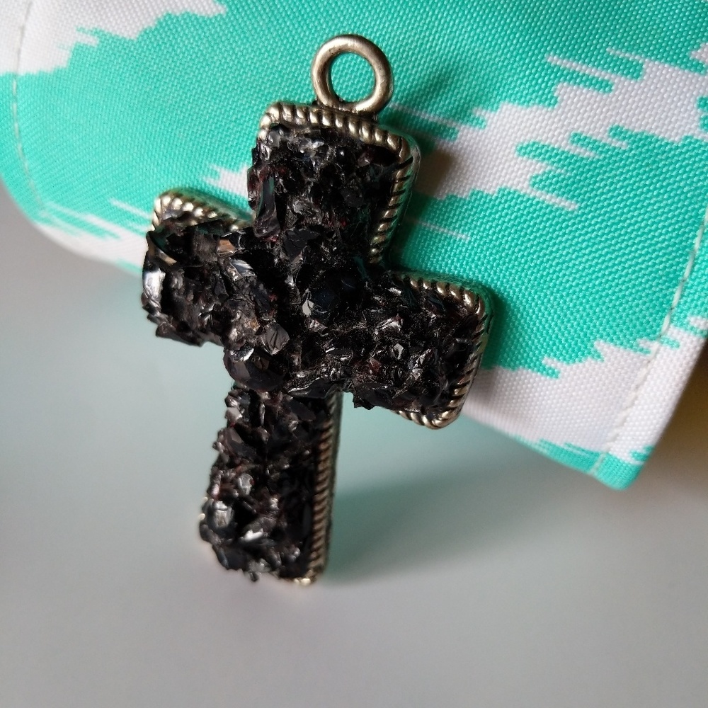 3/$15 Black Stone Rock cross pendant only